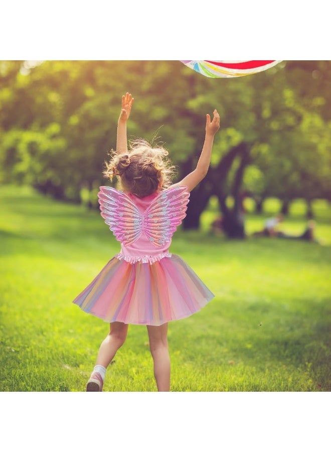 Fairy Wings Costume Kids, Princess Fairy Costume Butterfly Wings Set for Girls Tutu Wand - Image 2